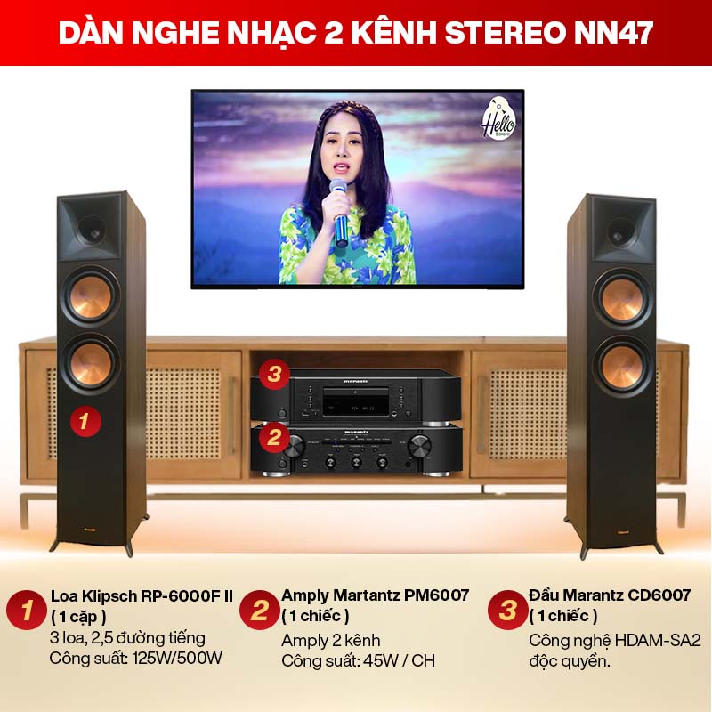 dàn nghe nhạc 2 kênh Stereo NN47