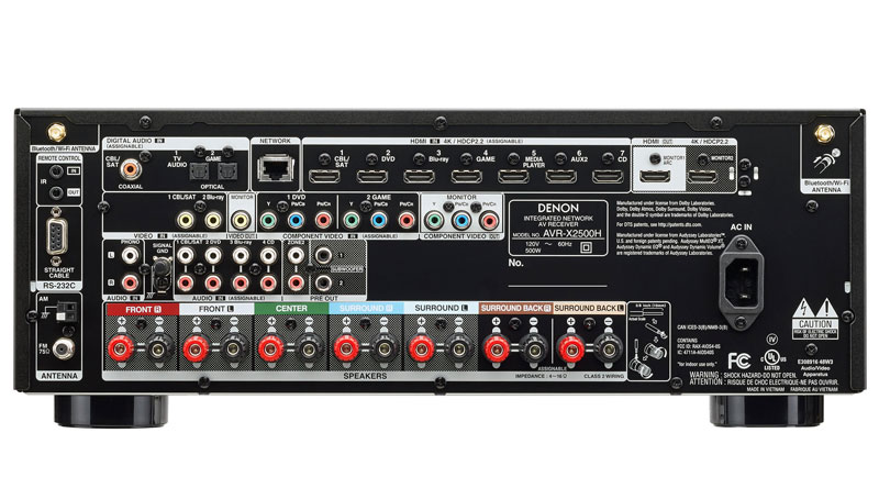 Mặt sau amply Denon AVR-X2500H