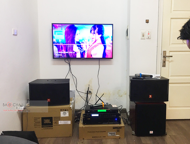 Lắp đặt dàn karaoke gia đình anh Hùng tại Hà Nội (JBL CV1052T, VM620A, X5 Plus, SW512C, U900 Plus X)
