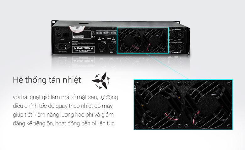 Cục đẩy BF Audio J700 có 2 quạt tản nhiệt ở mặt sau