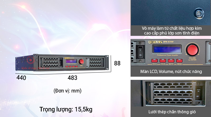 Cục đẩy c&ocirc;ng suất BIK BPA-6200 (2 k&ecirc;nh - Japan)