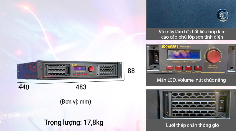 Cục đẩy c&ocirc;ng suất BIK BPA-8200 (2 k&ecirc;nh - Japan)