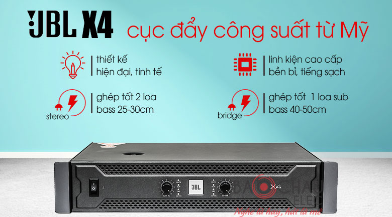 Cục đẩy công suất 2 kênh Mỹ chính hãng: JBL X4 Cục đẩy công suất 2 kênh Mỹ chính hãng: JBL X4