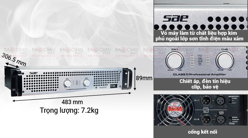 Cục đẩy c&ocirc;ng suất SAE TX1200 mặt sau