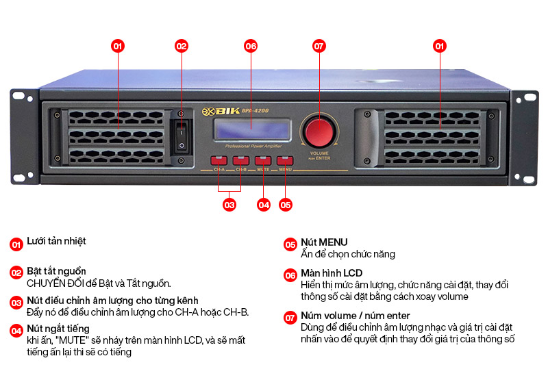 Mặt trước cục đẩy c&ocirc;ng suất BIK BPA-4200