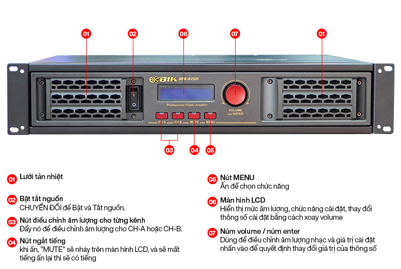 Mặt trước cục đẩy c&ocirc;ng suất BIK BPA-6200