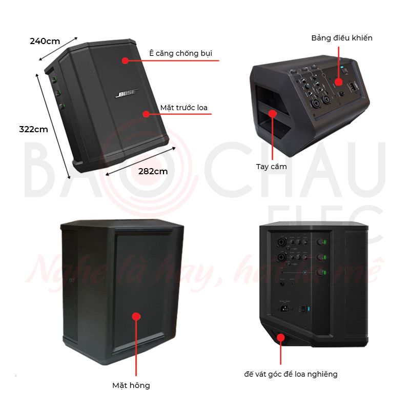 Ảnh kĩ thuật Loa Bose S1 Pro (150W, Pin 11h, Mixer 3 Kênh, Bluetooth, AUX, Hệ Thống PA All-In-One)