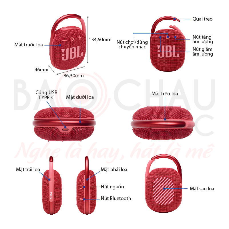Ảnh kĩ thuật Loa bluetooth JBL Clip 4 (5W, Pin 10h, IP67)