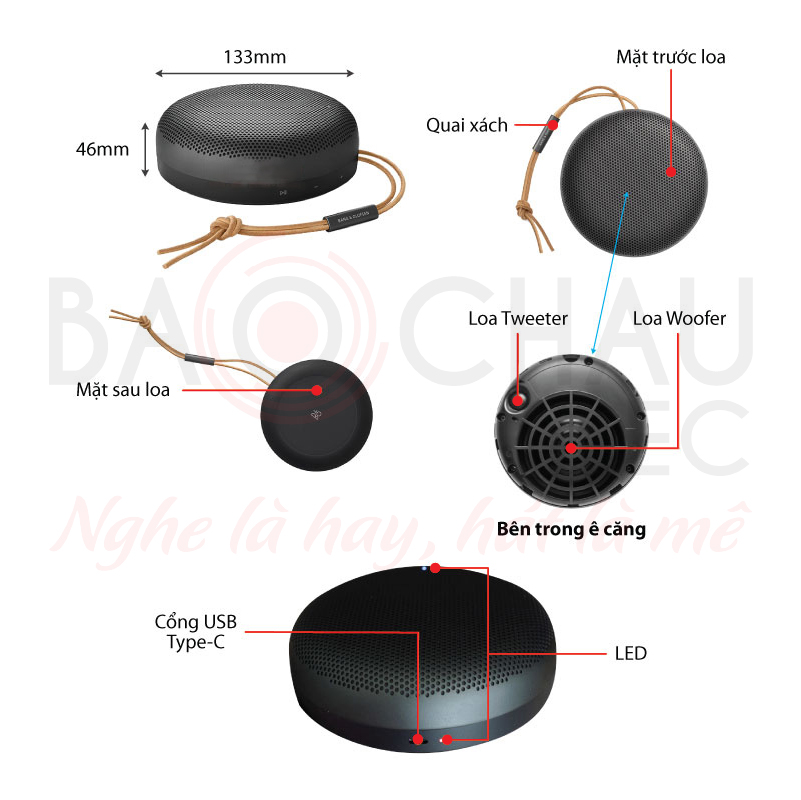 Ảnh kĩ thuật Loa B&O Beosound A1 2nd Gen (60W, Pin 18h, Bluetooth 5.1, IP67)