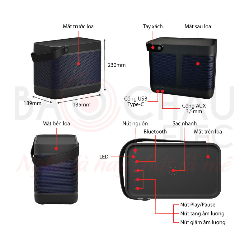 Ảnh kĩ thuật Loa B&O Beolit 20 (70W, Pin 8h, Sạc không dây)