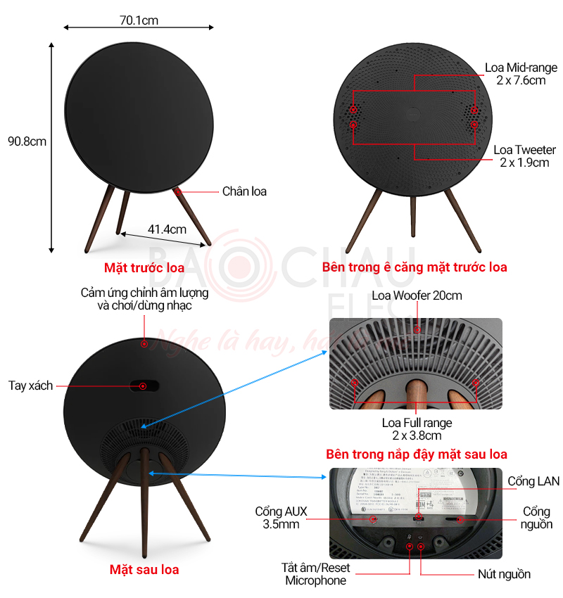 Ảnh kĩ thuật Loa B&O Beosound A9 MK5 (1500W, Bluetooth 5.3, AirPlay 2, Chromecast, Spotify)