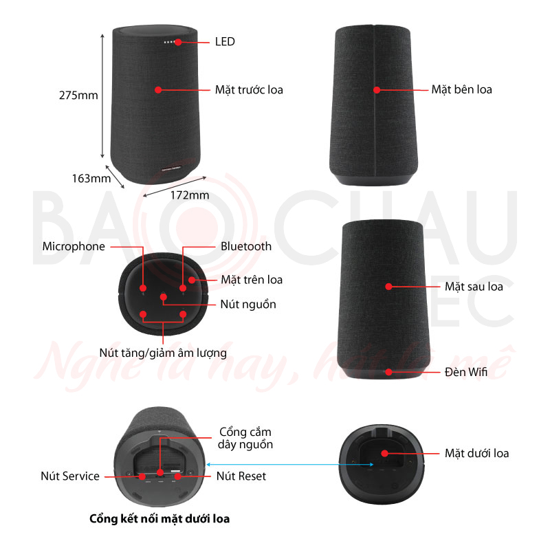 Ảnh kĩ thuật Loa bluetooth Harman Kardon Citation 100 (50W, Bluetooth 4.2, Kết nối Wifi)