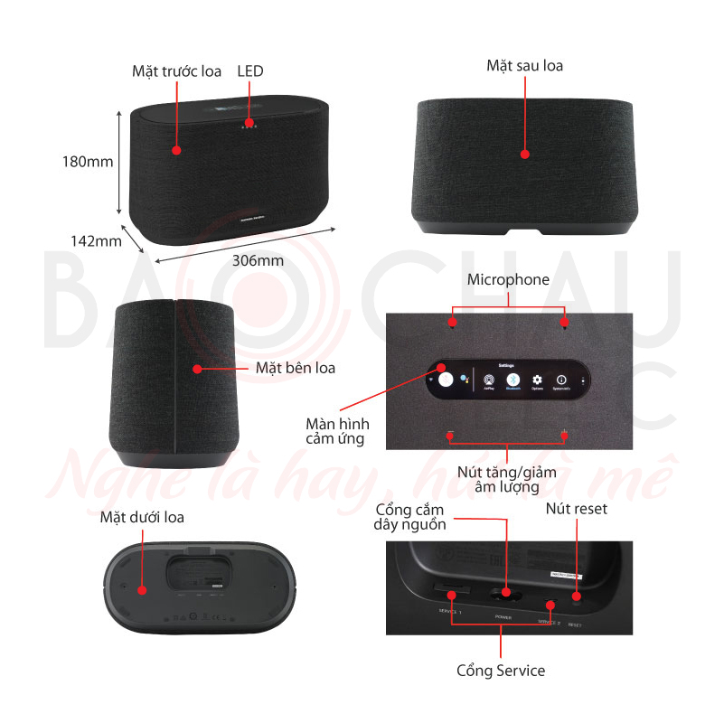Ảnh kĩ thuật Loa bluetooth Harman Kardon Citation 300 (100W, Bluetooth 4.2, Kết nối Wifi)