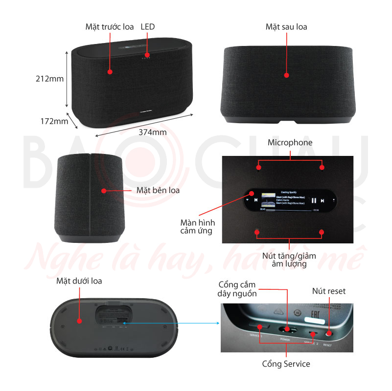 Ảnh kĩ thuật Loa bluetooth Harman Kardon Citation 500 (200W, Bluetooth 4.2, Kết nối Wifi)
