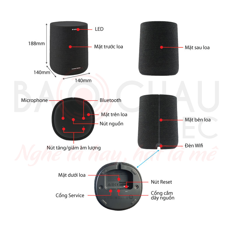 Ảnh kĩ thuật Loa bluetooth Harman Kardon Citation One (40W, Bluetooth 4.2, Kết nối Wifi)