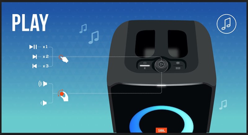 Điều khiển b&agrave;i b&aacute;t tr&ecirc;n Loa JBL Partybox Encore