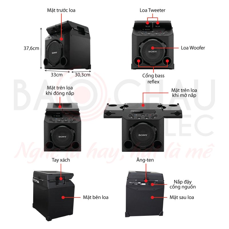 Ảnh kĩ thuật Loa bluetooth Sony GTK PG10 (Bass 18cm, 75W, Pin 13h) 