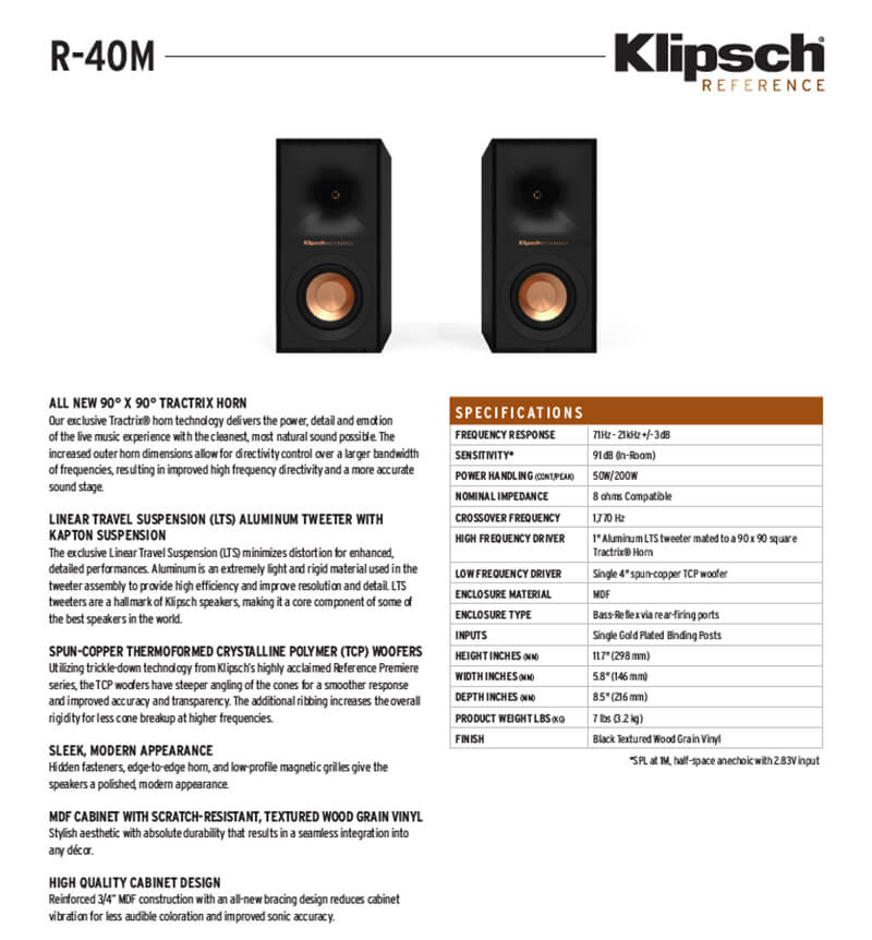 Loa Klipsch R-40M (Bookshelf)