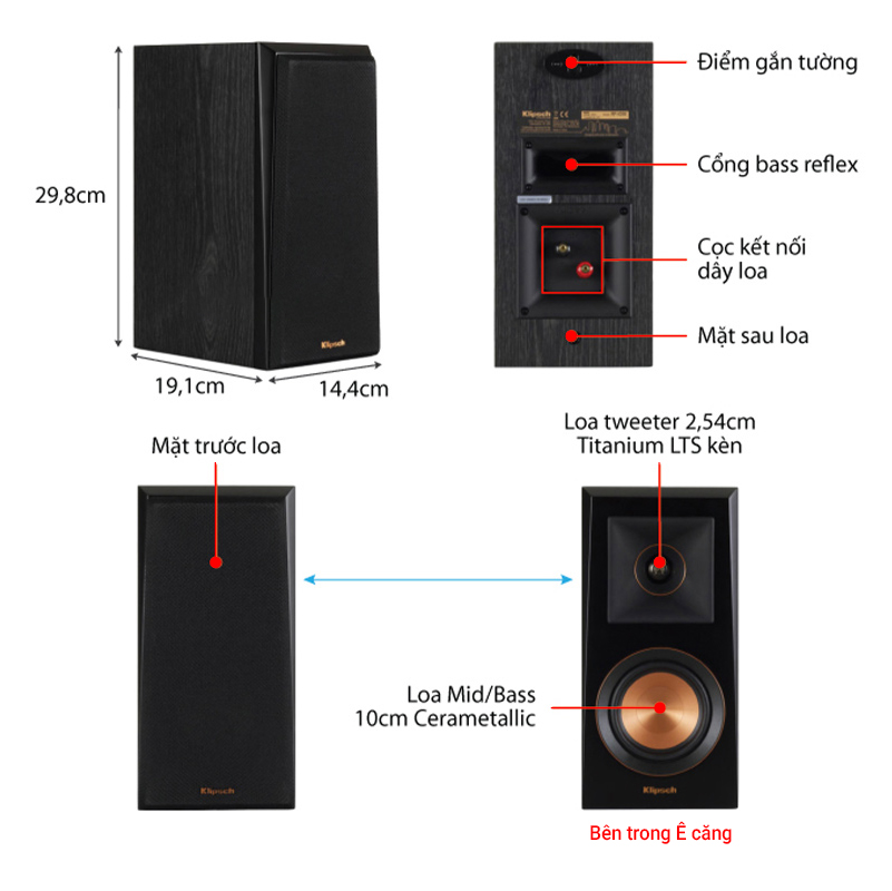 Ảnh kĩ thuật Loa Bookshelf Klipsch RP-400M 