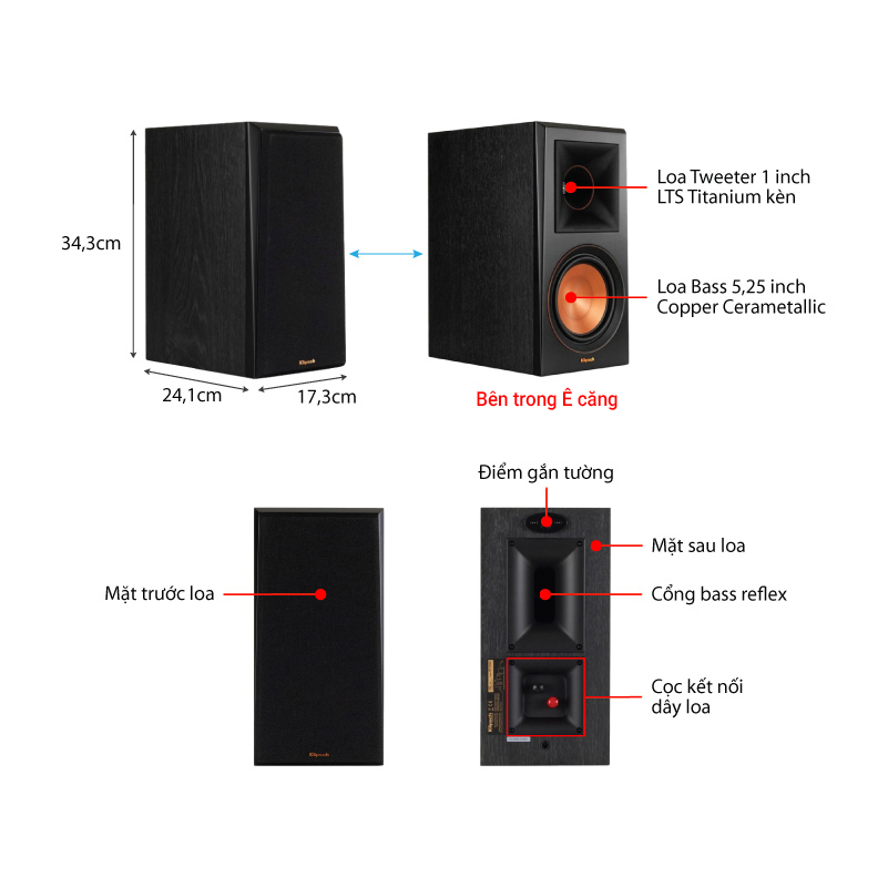 Ảnh kĩ thuật Loa Klipsch RP-500M (Bookshelf/Surround)