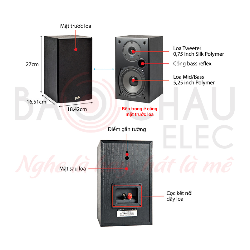 Ảnh kĩ thuật Loa Polk audio T15 (bookshelf)