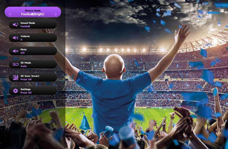 Máy chiếu BenQ TH683 trang bị chế độ Football Picture và Football Sound