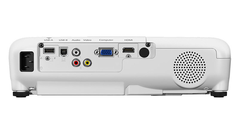 Mặt sau Máy chiếu Epson EB-X05 với hệ thống cổng kết nối đa dạng, linh hoạt