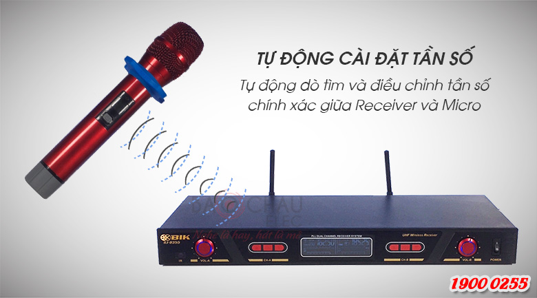 Micro không dây BIK BJ-U355 tự động cài đặt tần số thông minh