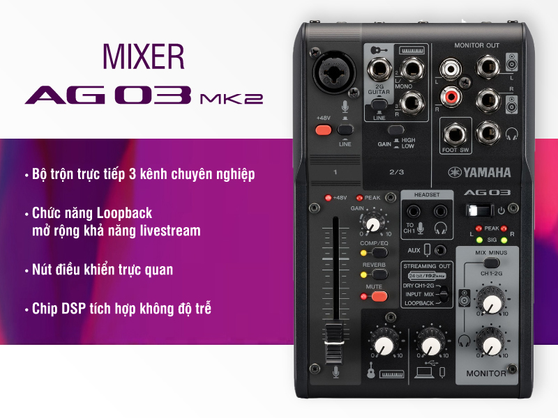 Bàn Mixer Yamaha AG03MK2