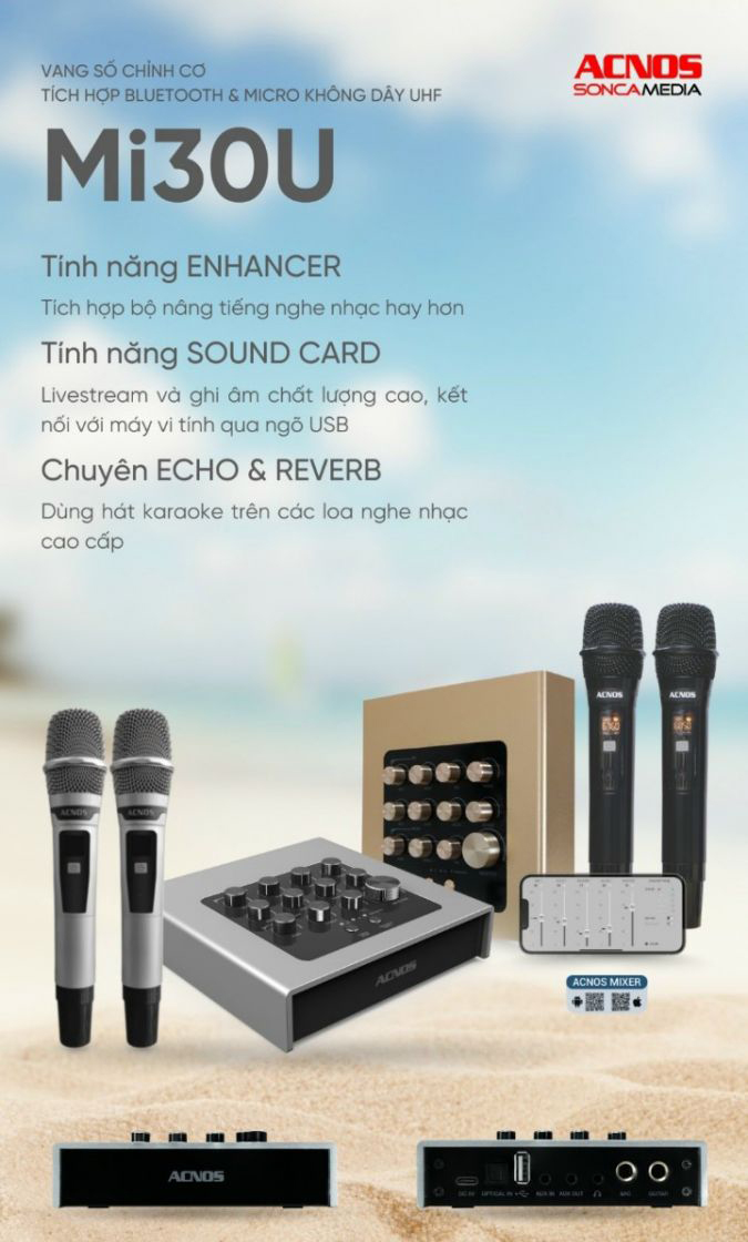 Vang số chỉnh cơ t&iacute;ch hợp Bluetooth & Micro Acnos MI30U