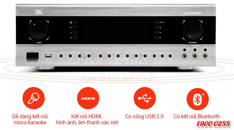 Amply karaoke JBL KAR3502 trang bị nhiều tính năng hiện đại