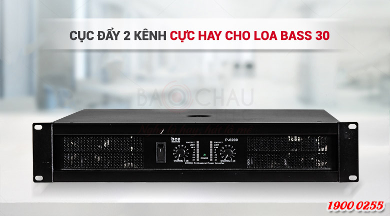 Cục đẩy công suất BCE P-6200 thiết kế gồm 2 kênh riêng biệt