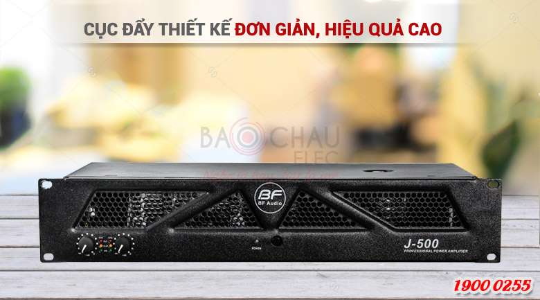 Cục đẩy công suất BFAUDIO J500 thiết kế gồm 2 kênh riêng biệt