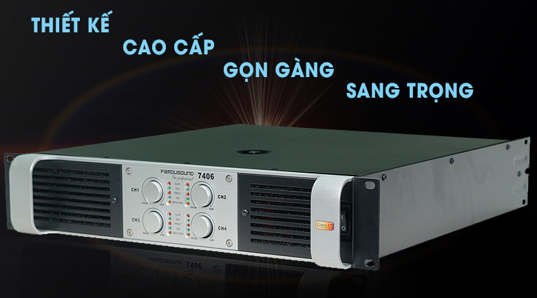 Cục đẩy Famousound 7406 - 4 kênh khuếch đại âm thanh mạnh mẽ
