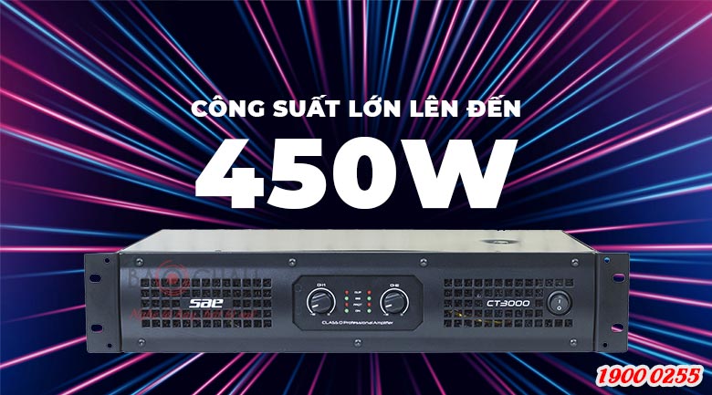 Cục đẩy công suất SAE CT3000 khuếch đại âm thanh mạnh mẽ