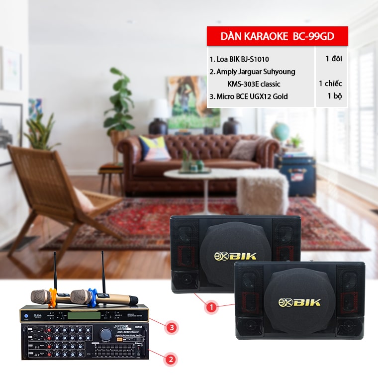Dàn karaoke gia đình BC-99GD chuẩn phối ghép, hát hay, giá rẻ