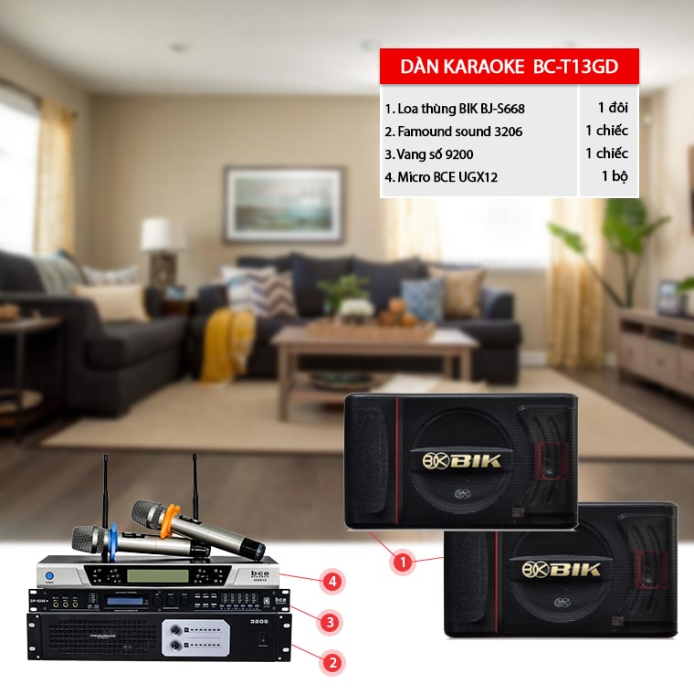 Dàn karaoke gia đình BC-T13GD chuẩn phối ghép, hát cực hay