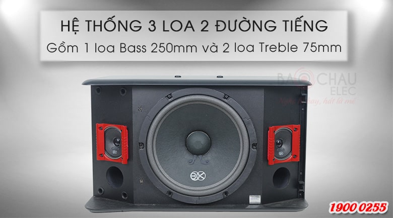 Loa karaoke BIK BJ S886II c&oacute; cấu tr&uacute;c 3 loa, 2 đường tiếng