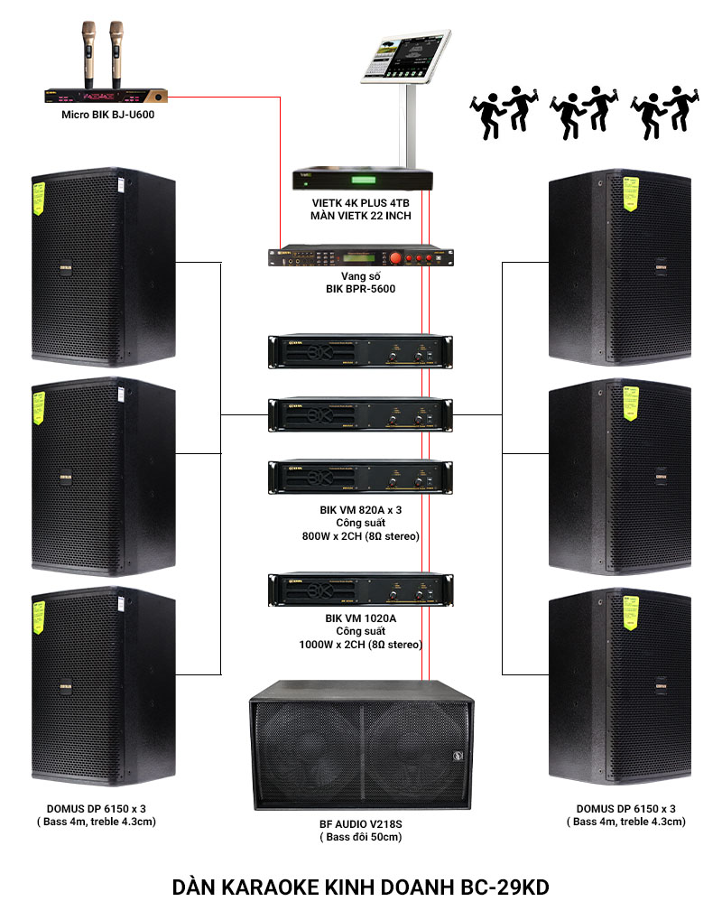 Ảnh kĩ thuật Dàn karaoke kinh doanh BC-29KD (40m2) (Domus DP 6150, Alto BLS218+, Audiocenter CT360, Alto MP3350,...)