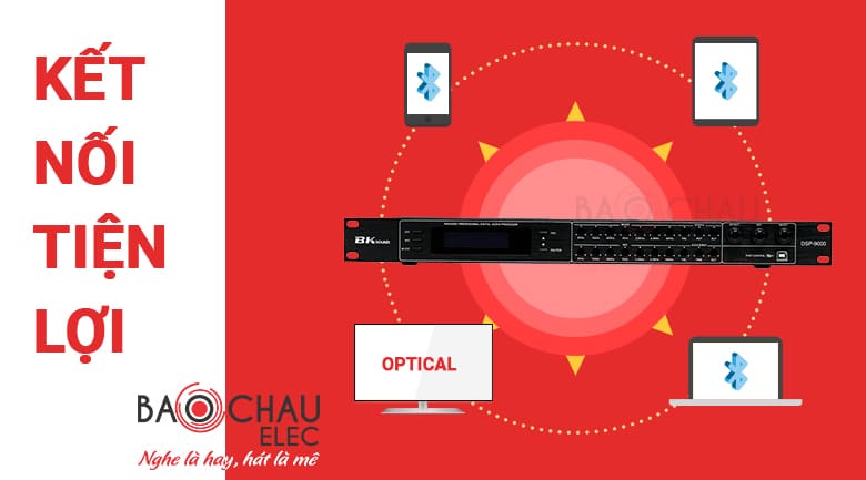 Vang số chỉnh cơ Bksound DSP-9000 (Black) trang bị nhiều cổng kết nối