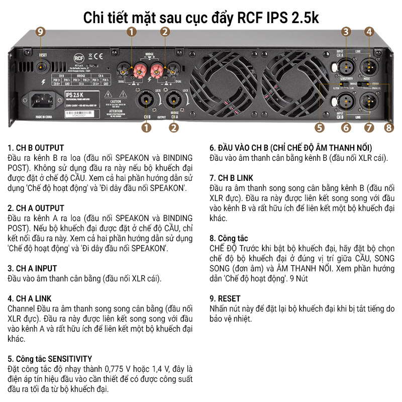 Cục đẩy c&ocirc;ng suất RCF IPS 2.5K