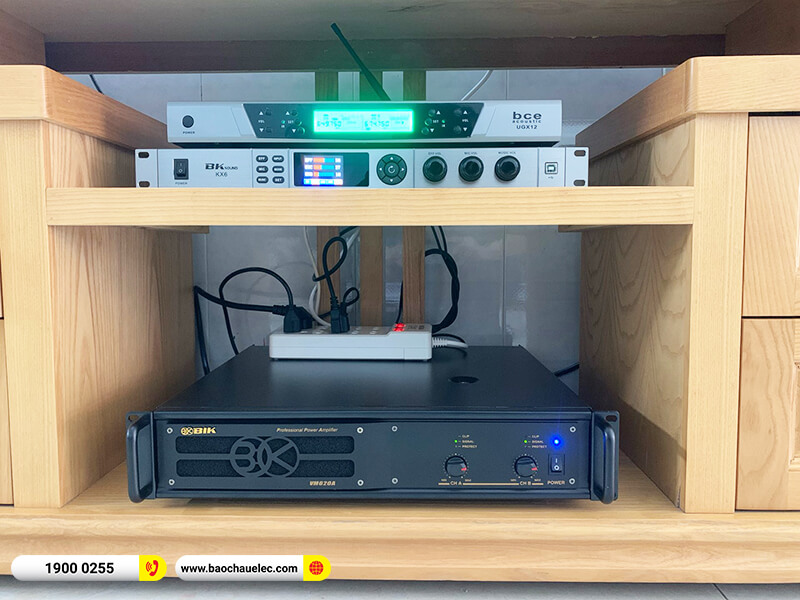 Lắp đặt dàn karaoke trị giá khoảng 36 triệu đồng cho anh Hiền ở TP HCM (BSP 412II, VM 620A, BKSound KX6, SW512-C, BCE UGX12)