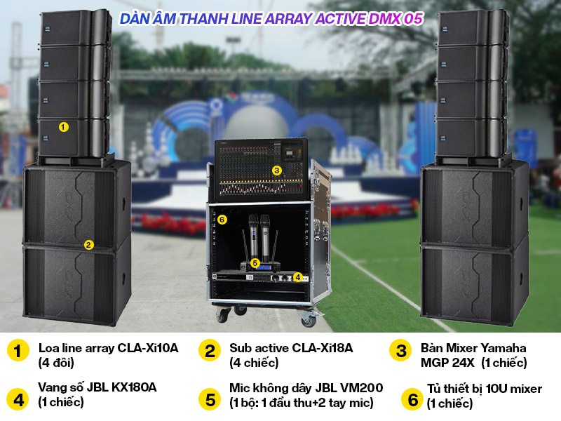 D&agrave;n &acirc;m thanh Line Array Active (Liền c&ocirc;ng suất) DMX 05