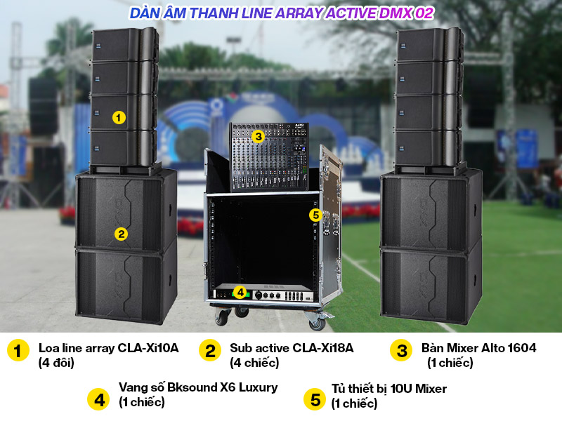 dàn âm thanh line array dmx02 chính hãng giá rẻ