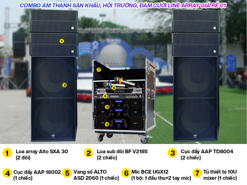 Combo âm thanh sân khấu, hội trường, đám cưới Line Array giá rẻ 01