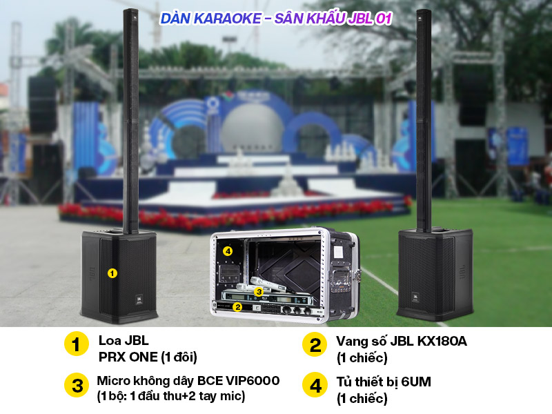 D&agrave;n karaoke &ndash; s&acirc;n khấu JBL 01