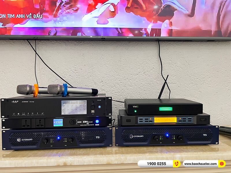 Lắp đặt dàn karaoke JBL 90tr cho anh Chiến ở Hà Nội (JBL Pasion 10, Crown T5, K9900II Luxury, BKSound M8...)