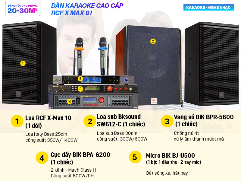 D&agrave;n karaoke cao cấp RCF X-MAX 01 