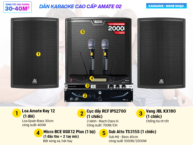 D&agrave;n karaoke cao cấp Amate 02