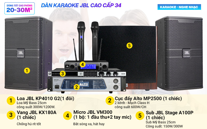 D&agrave;n karaoke JBL cao cấp 34 